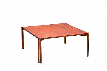 Castore coffee table in walnut, teak and brass by Ico Parisi for Stildomus, 50s