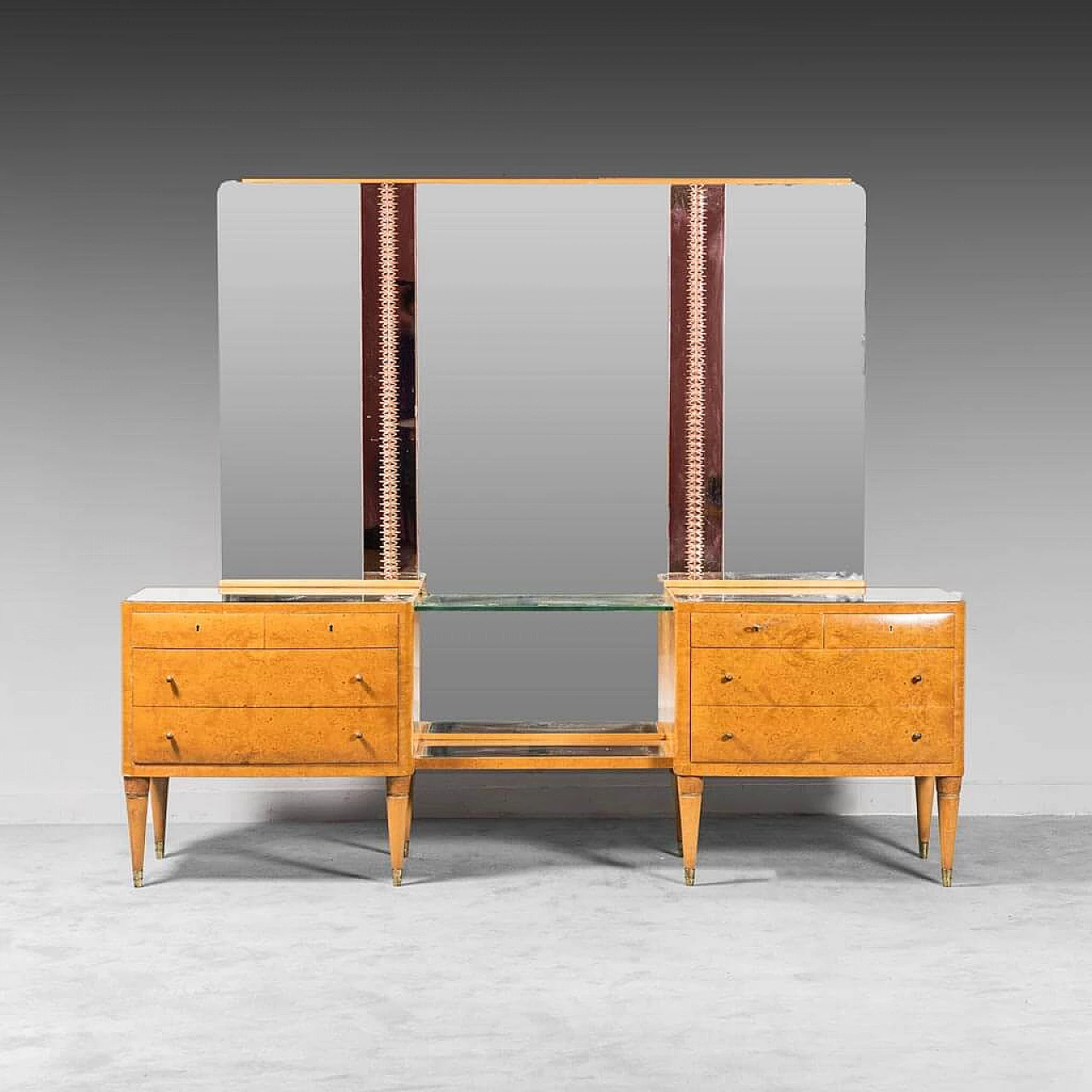 Wooden chest of drawers with mirror, 1940s 1337654