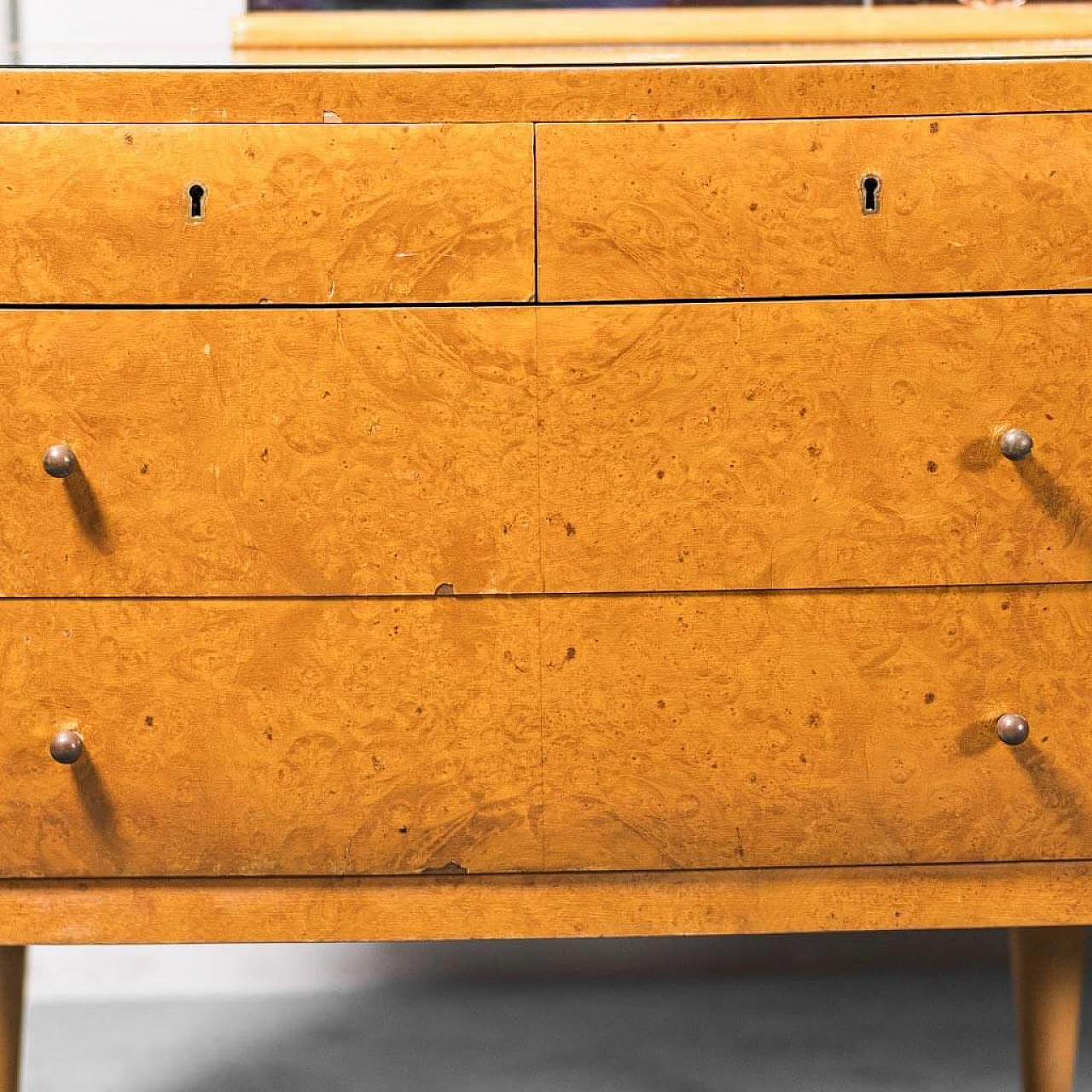 Wooden chest of drawers with mirror, 1940s 1337658