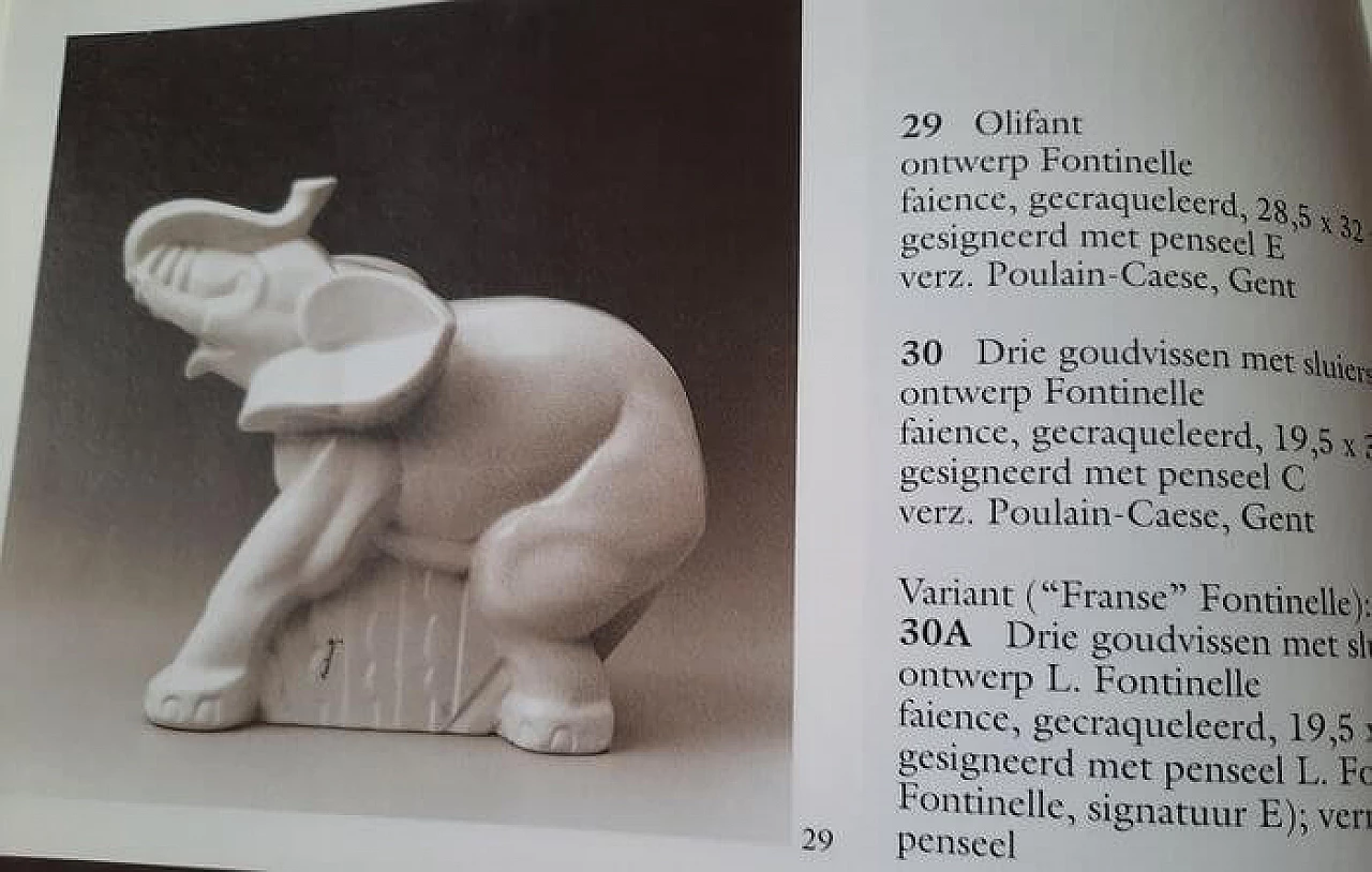 Sculpture of an elephant in craquelé glazed terracotta by Fontinelle, 1940s 1338643