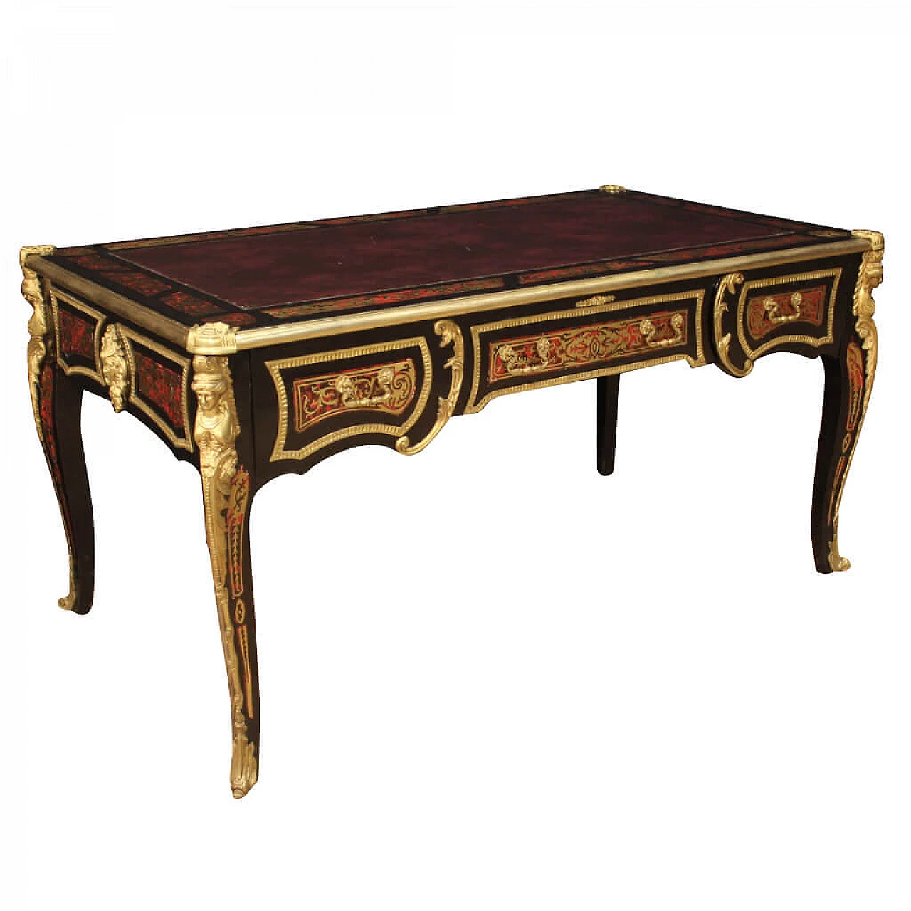 Grande scrivania intarsiata in stile Boulle 1338744