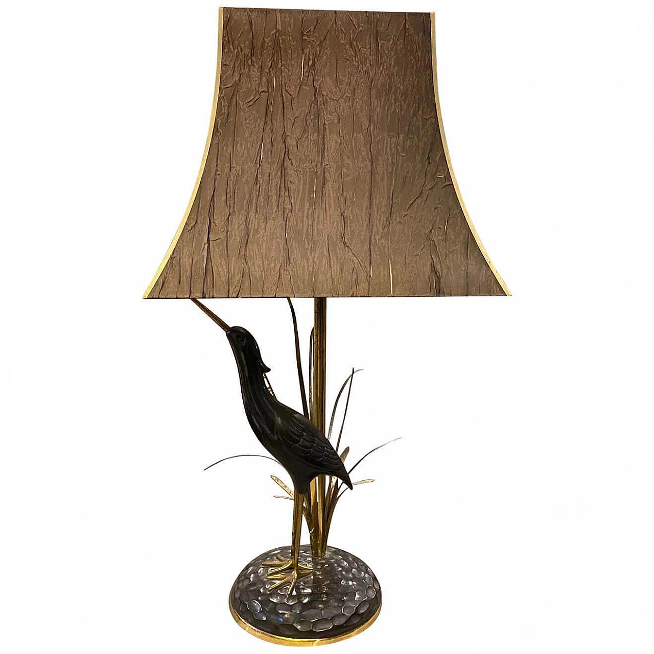 Airone table lamp in brass and black resin by Lanciotto Galeotti for L'Originale, 70s 1339327