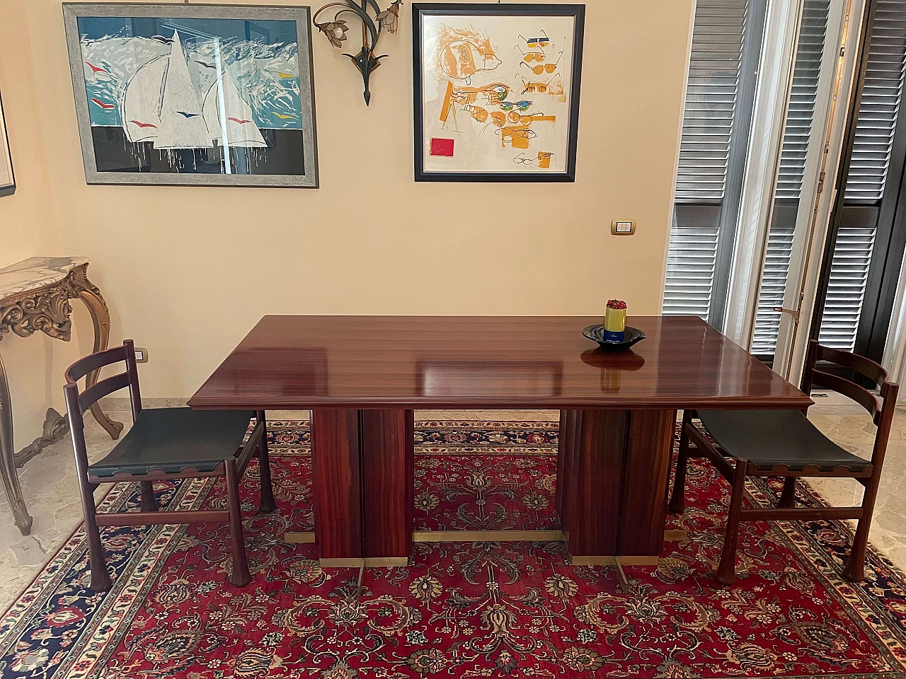 Padouk table and 6 chairs by Luciano Frigerio, 1960s 1339397