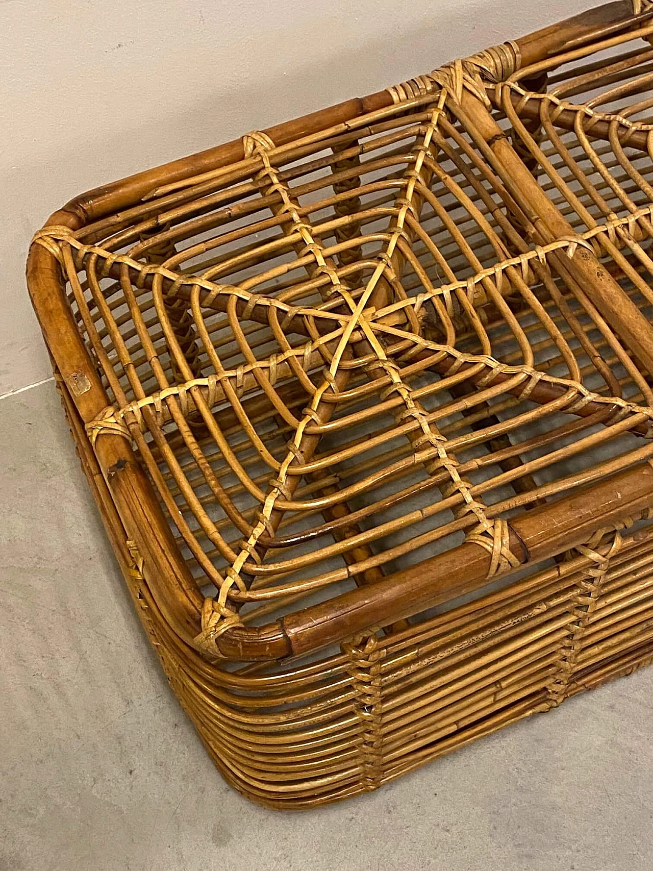 Wicker and bamboo basket, 70s 1339451
