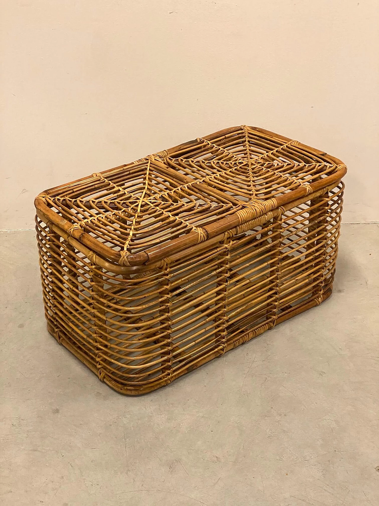 Wicker and bamboo basket, 70s 1339452