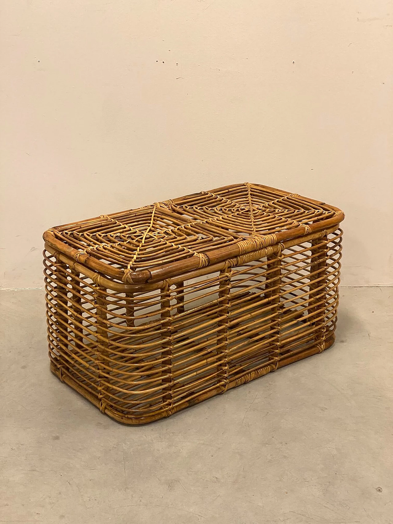 Wicker and bamboo basket, 70s 1339453