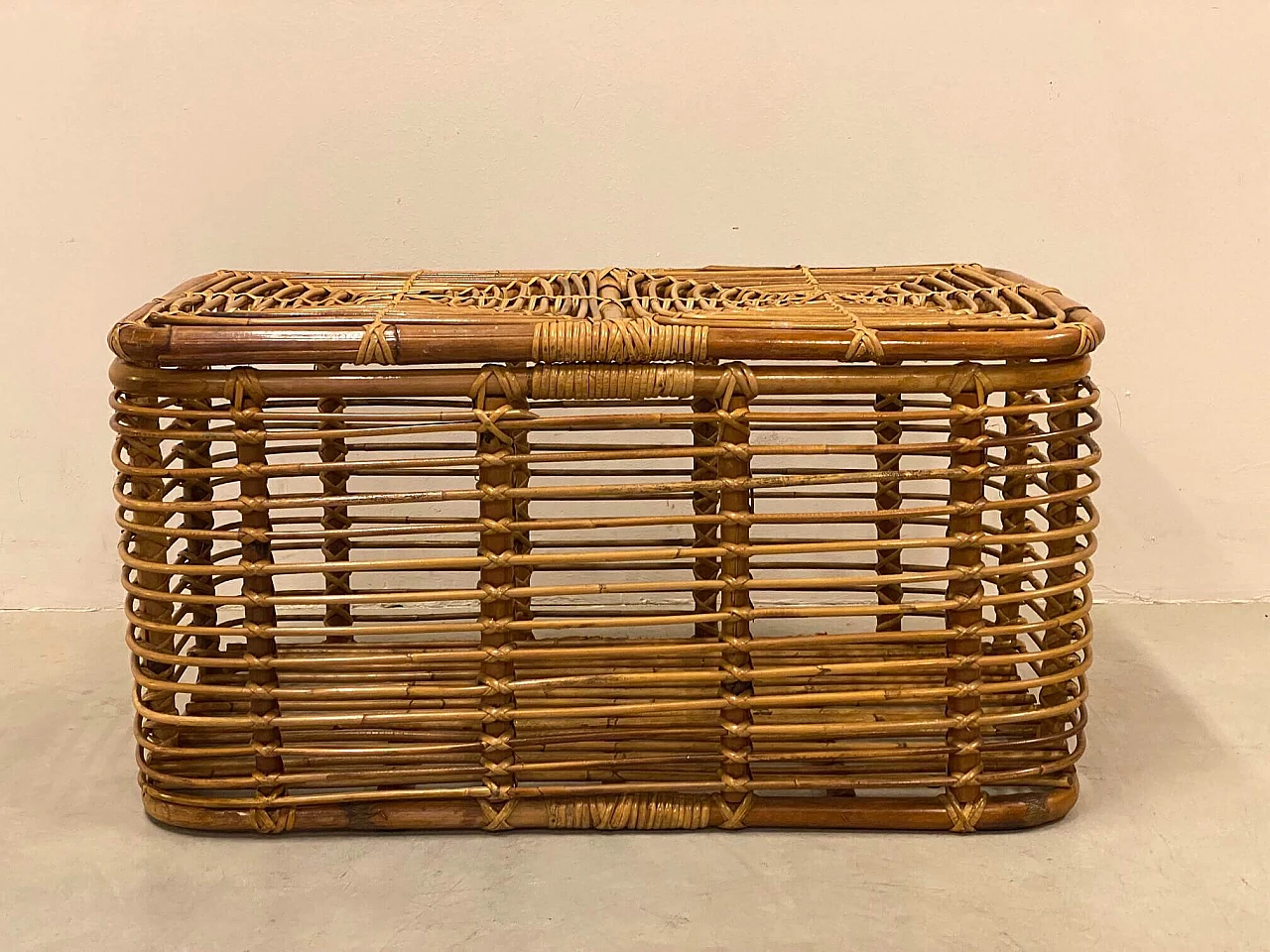 Wicker and bamboo basket, 70s 1339457