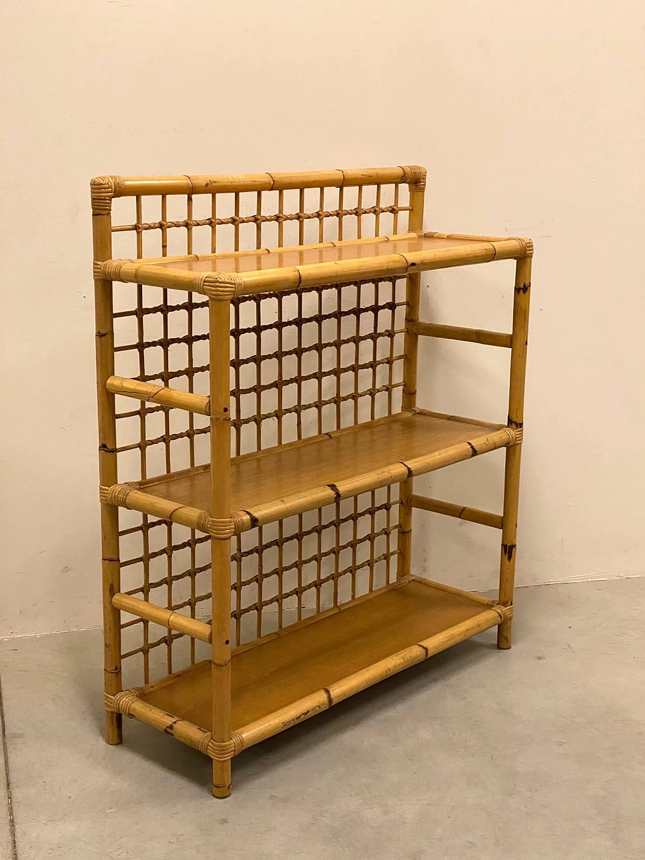 Bamboo and wicker shelf, 1970s 1339474
