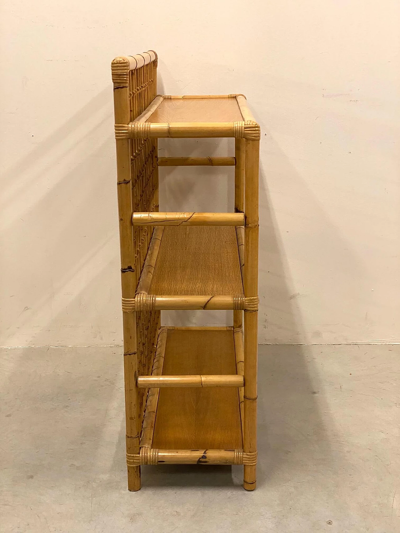 Bamboo and wicker shelf, 1970s 1339481
