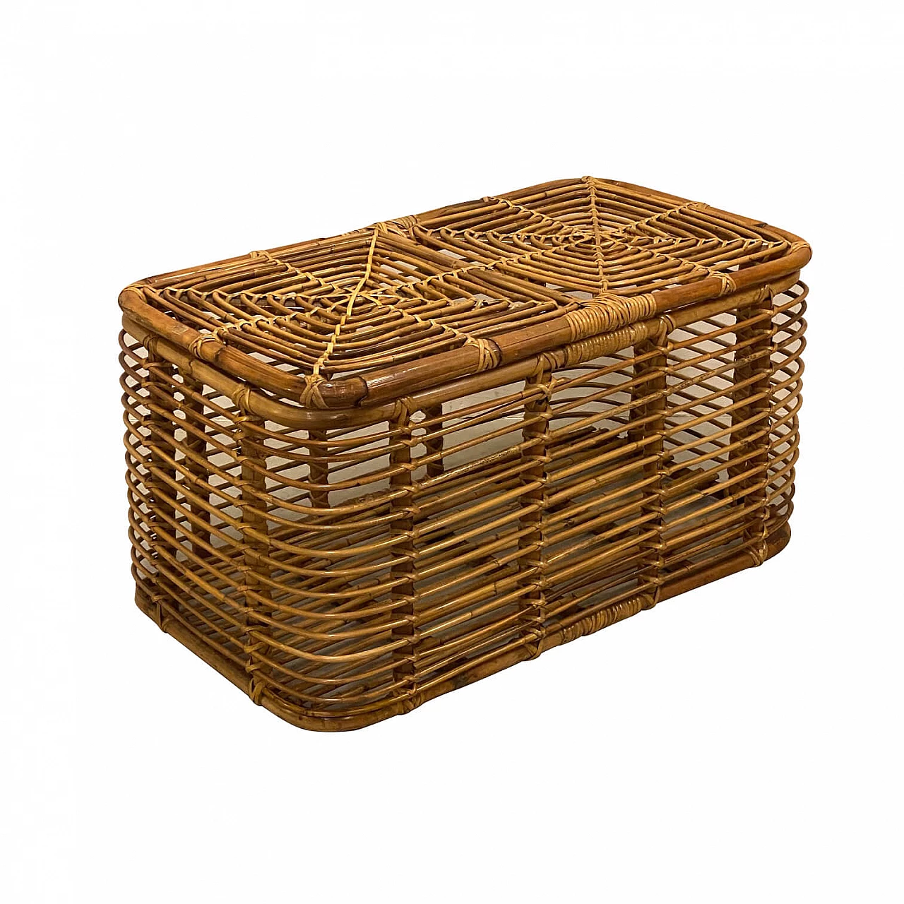 Wicker and bamboo basket, 70s 1339540
