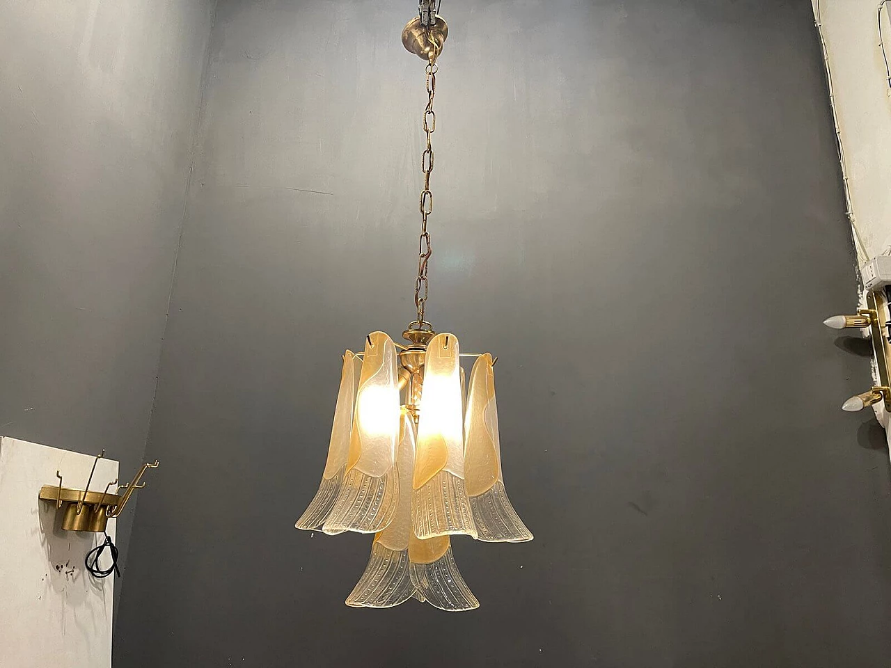 Suspension lamp with Murano glass feathers, 1960s 1339797