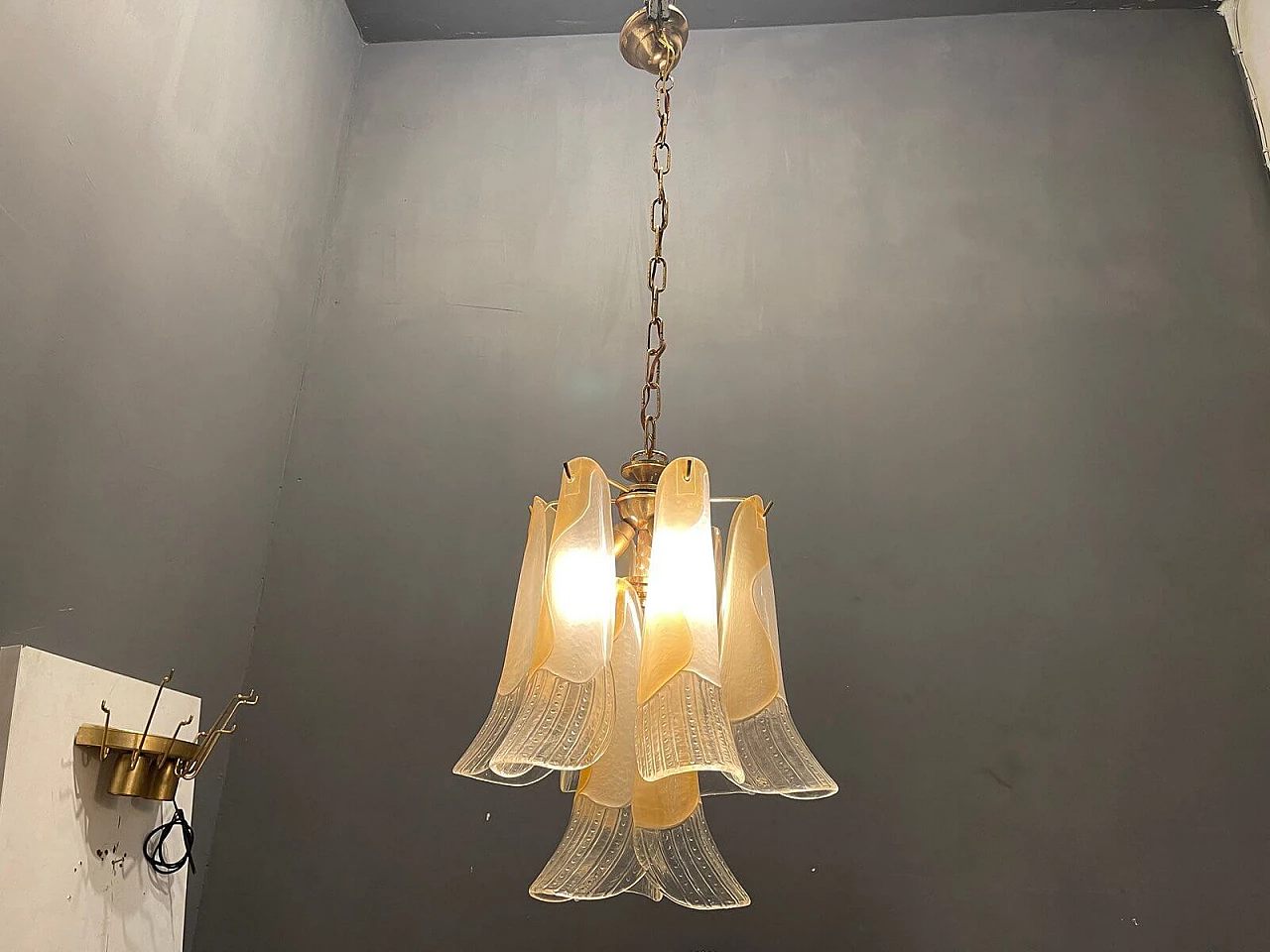 Suspension lamp with Murano glass feathers, 1960s 1339801