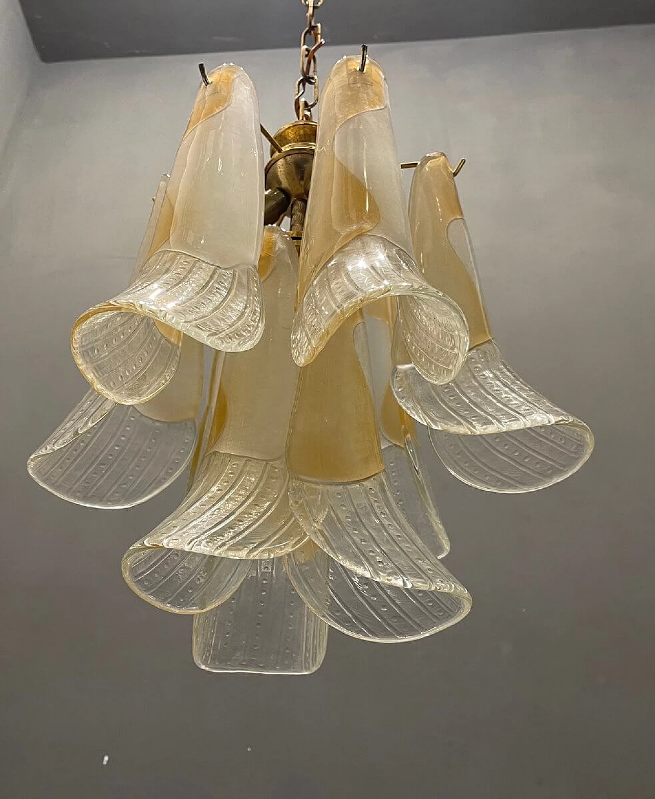 Suspension lamp with Murano glass feathers, 1960s 1339804