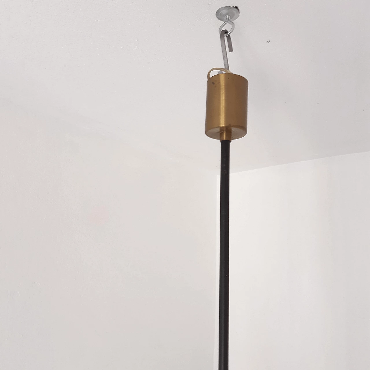 Lampadario in vetro, metallo e teak stile Stilnovo, anni '50 1339832