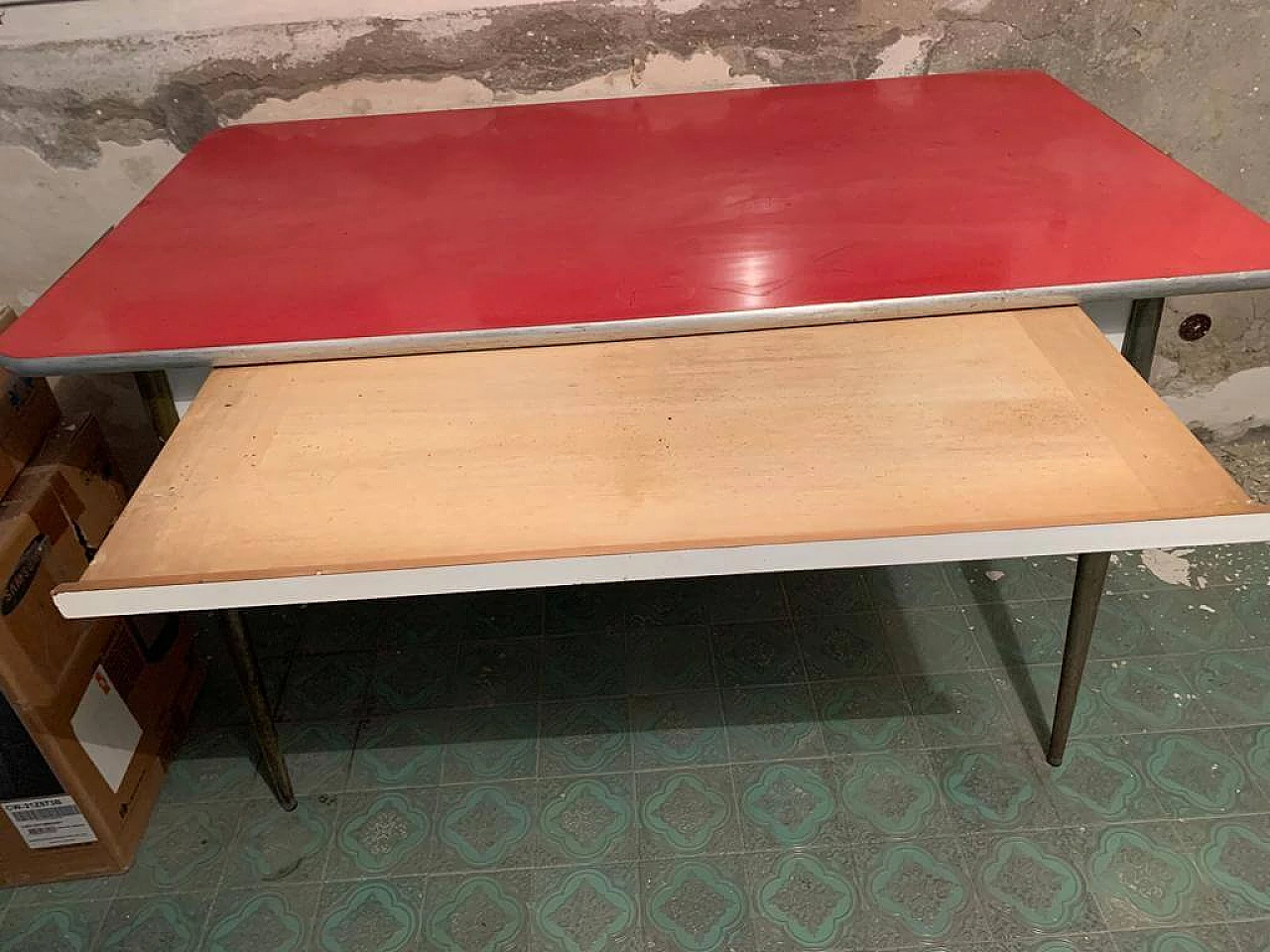 Kitchen table with built-in chopping board and rolling pin, 1950s 1340057