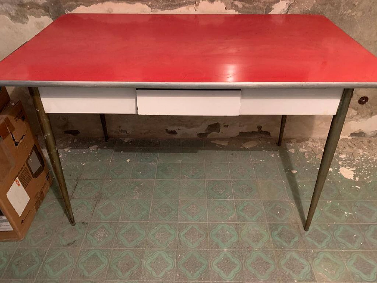 Kitchen table with built-in chopping board and rolling pin, 1950s 1340058