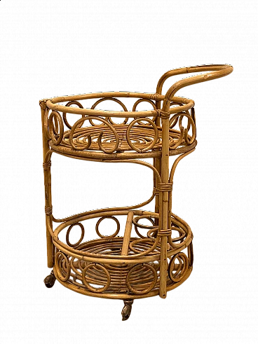 Bamboo and wicker trolley, 1970s