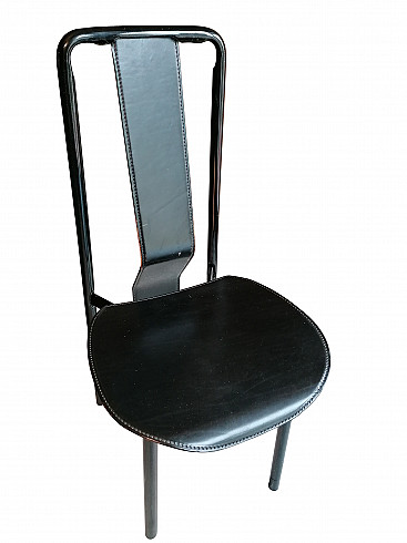 4 Black painted steel chairs by Zanotta