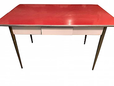 Tavolo da cucina con tagliere e mattarello incorporati, anni '50