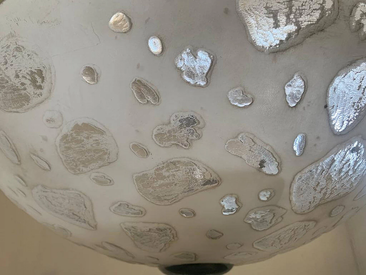 Lampadario in vetro satinato con bolle irregolari, anni '60 1340904