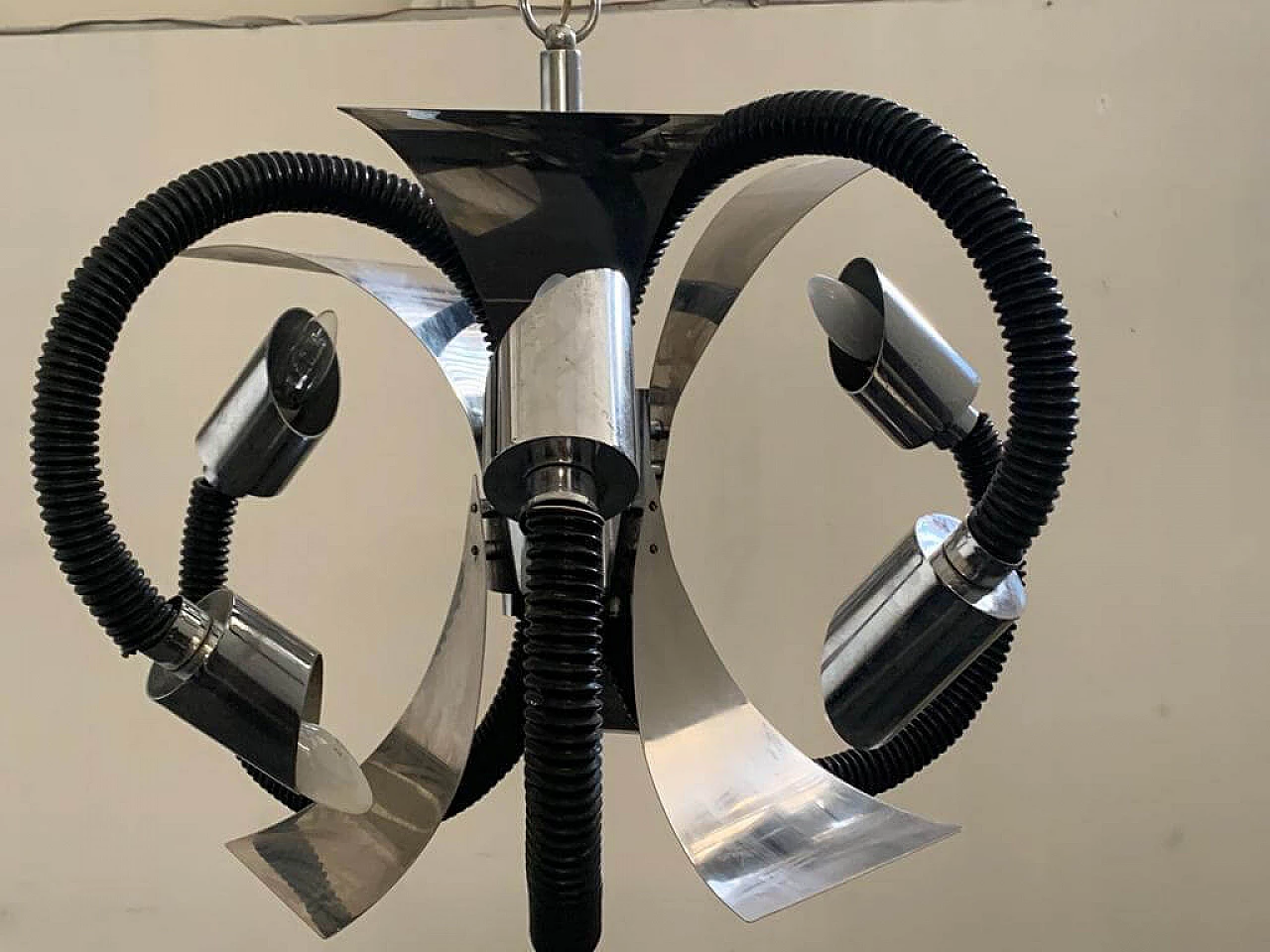 Space Age chandelier in steel with plastic sheath, 1960s 1341019