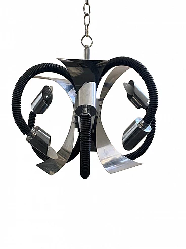 Space Age chandelier in steel with plastic sheath, 1960s