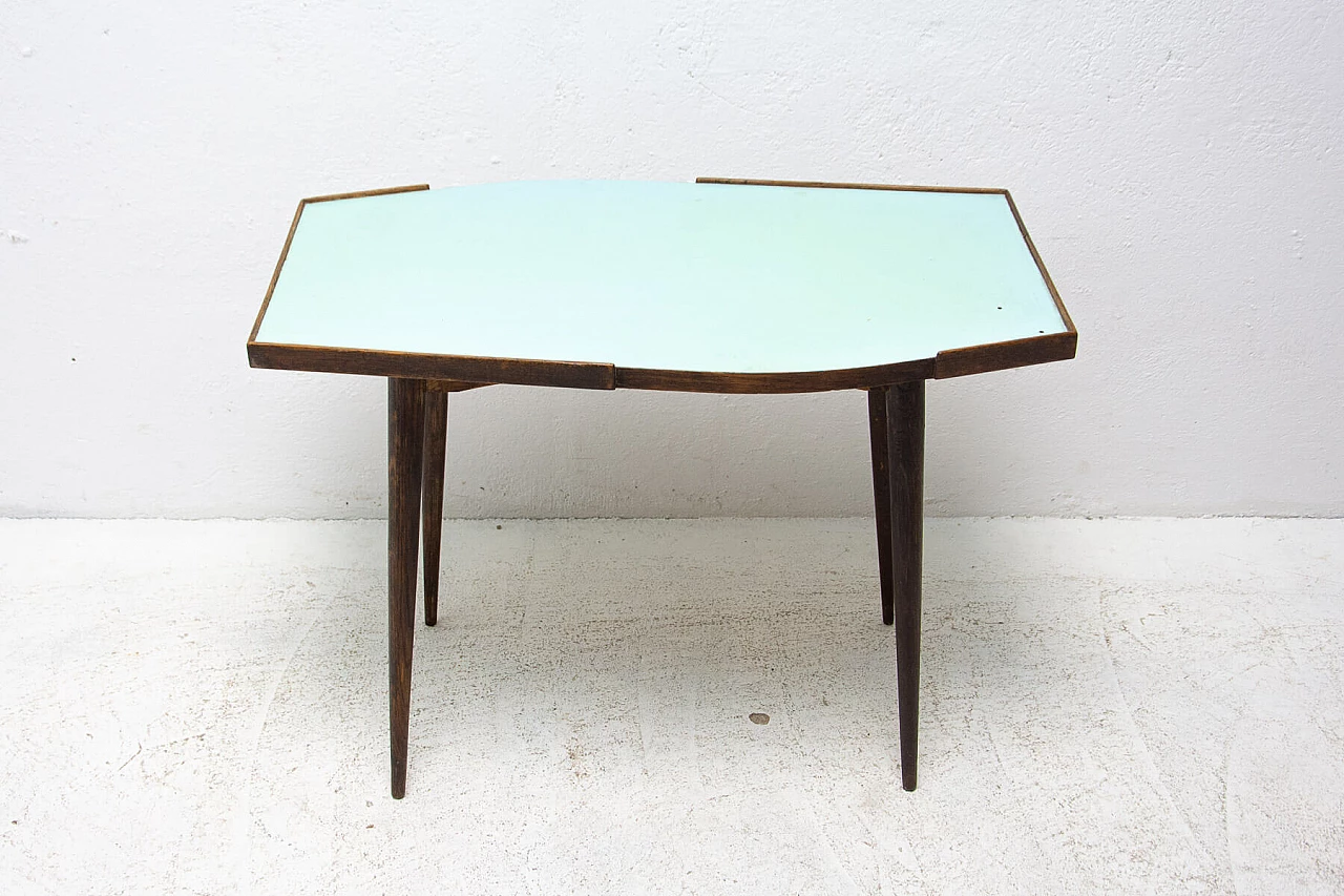 Beechwood coffee table with opaxite glass top, 1950s 1342058