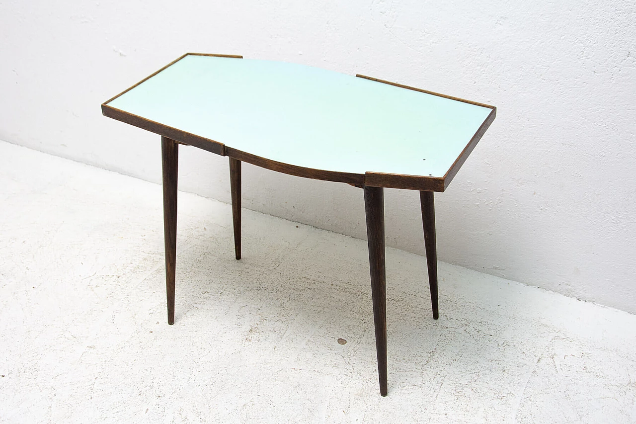 Beechwood coffee table with opaxite glass top, 1950s 1342059