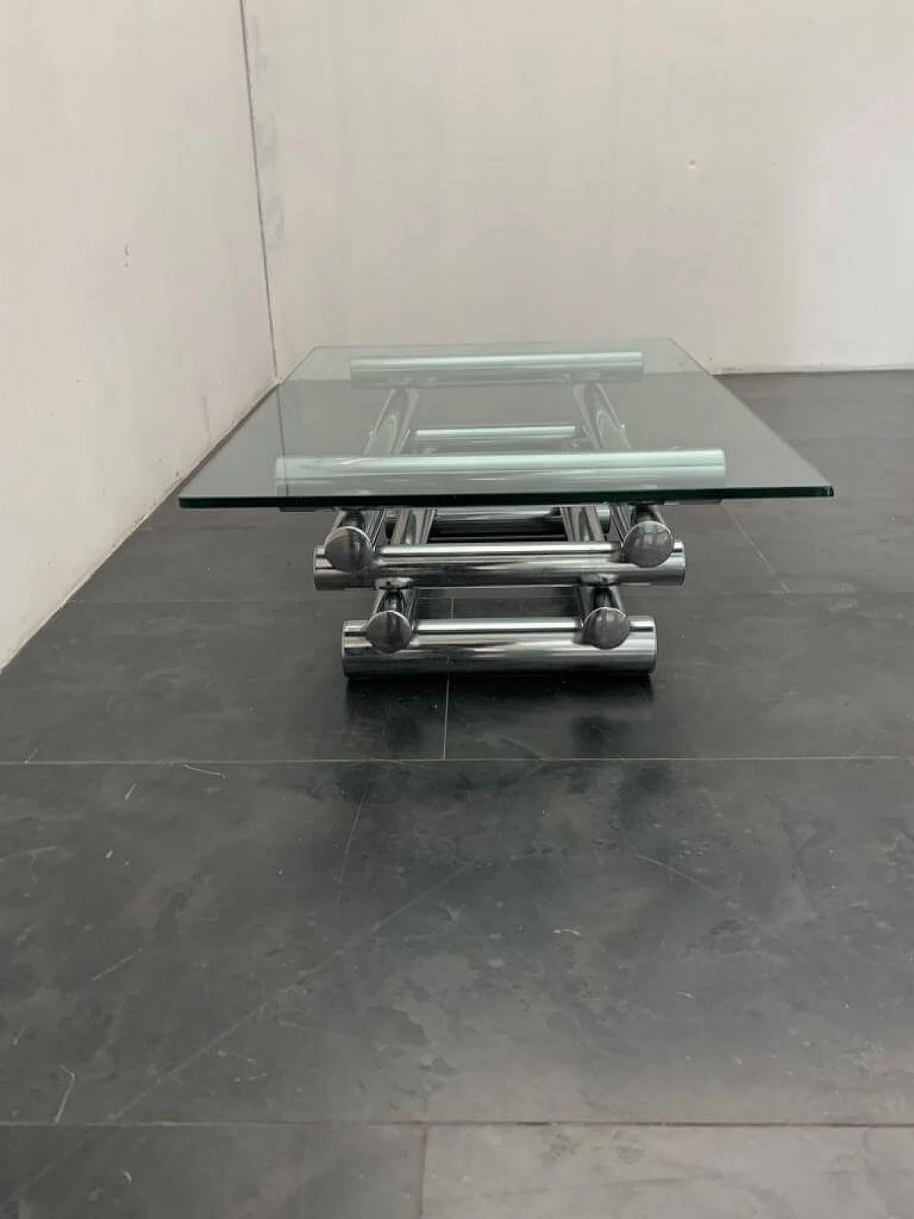 Coffee table in steel and glass, 1970s 1342120
