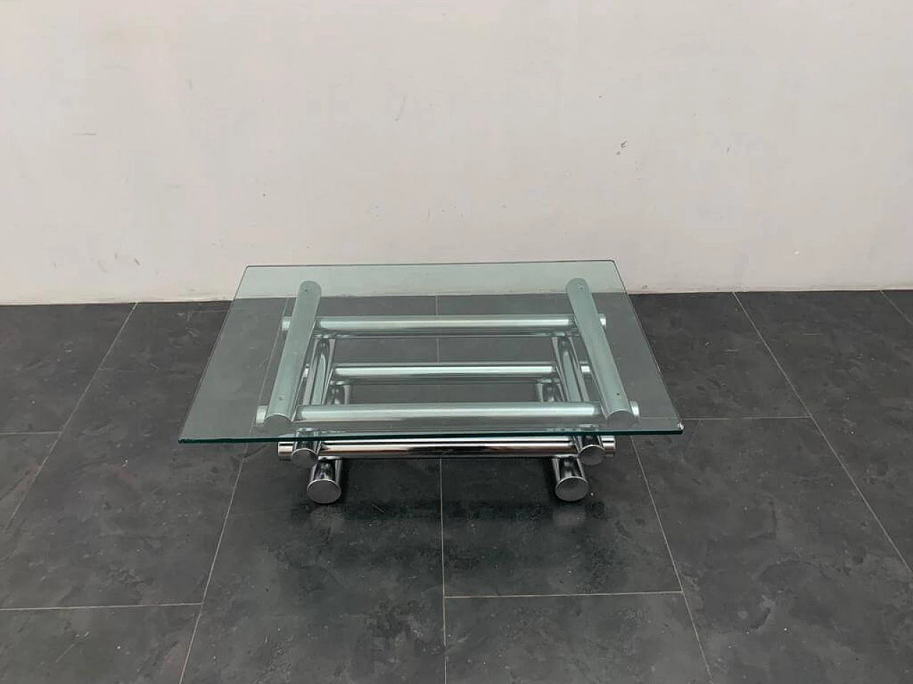 Coffee table in steel and glass, 1970s 1342123