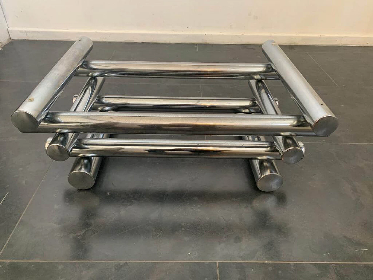 Coffee table in steel and glass, 1970s 1342125