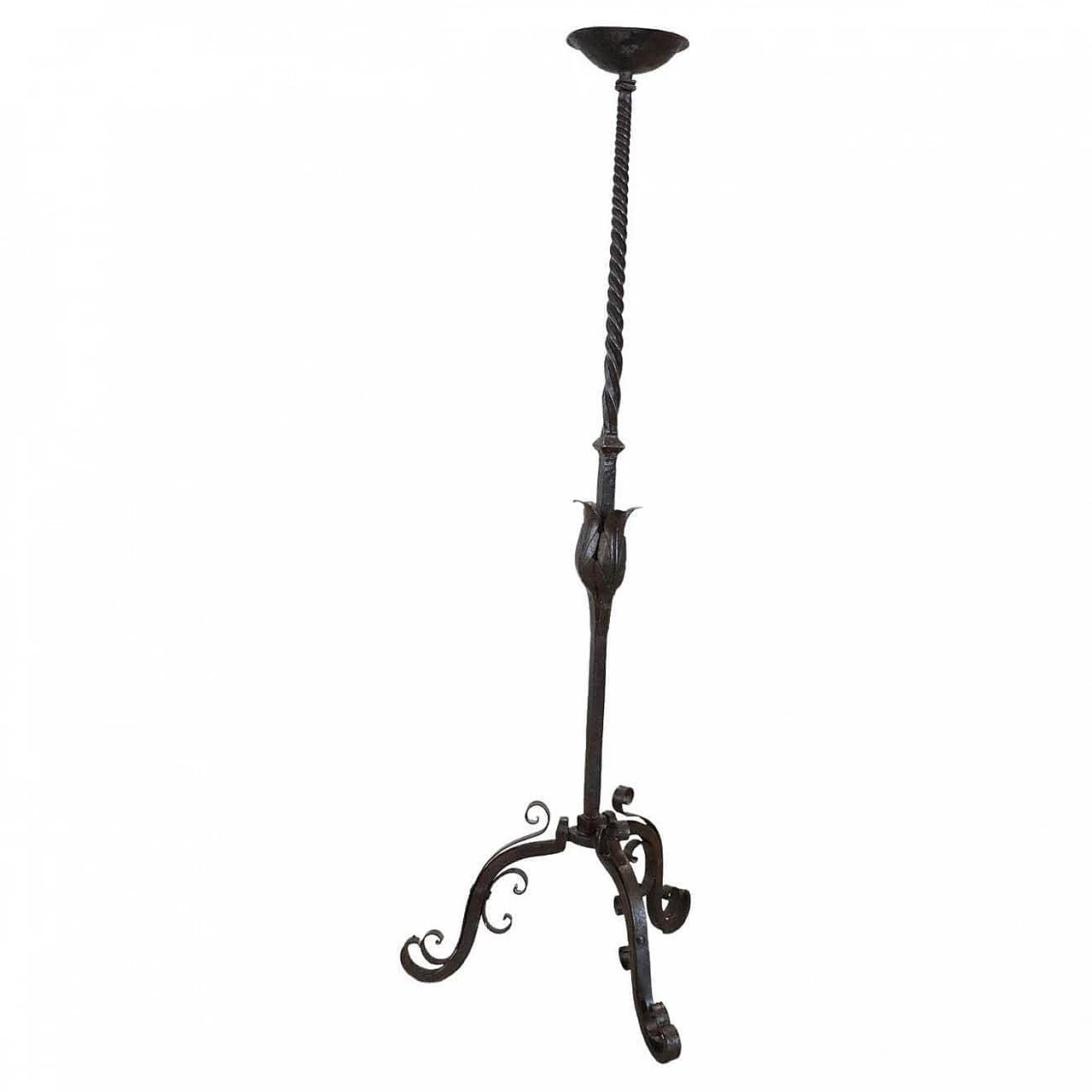 Candelabro da terra in ferro forgiato a mano, '600 1342212