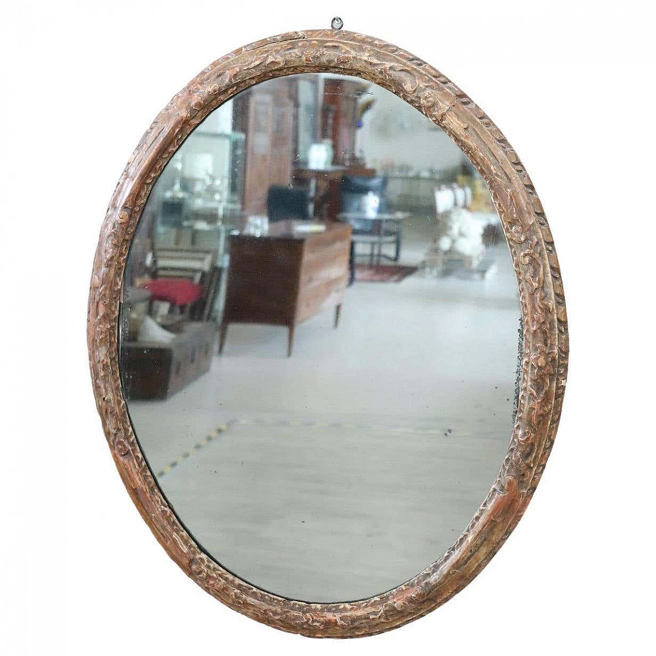 Oval mirror in carved wood, 17th century 1342233