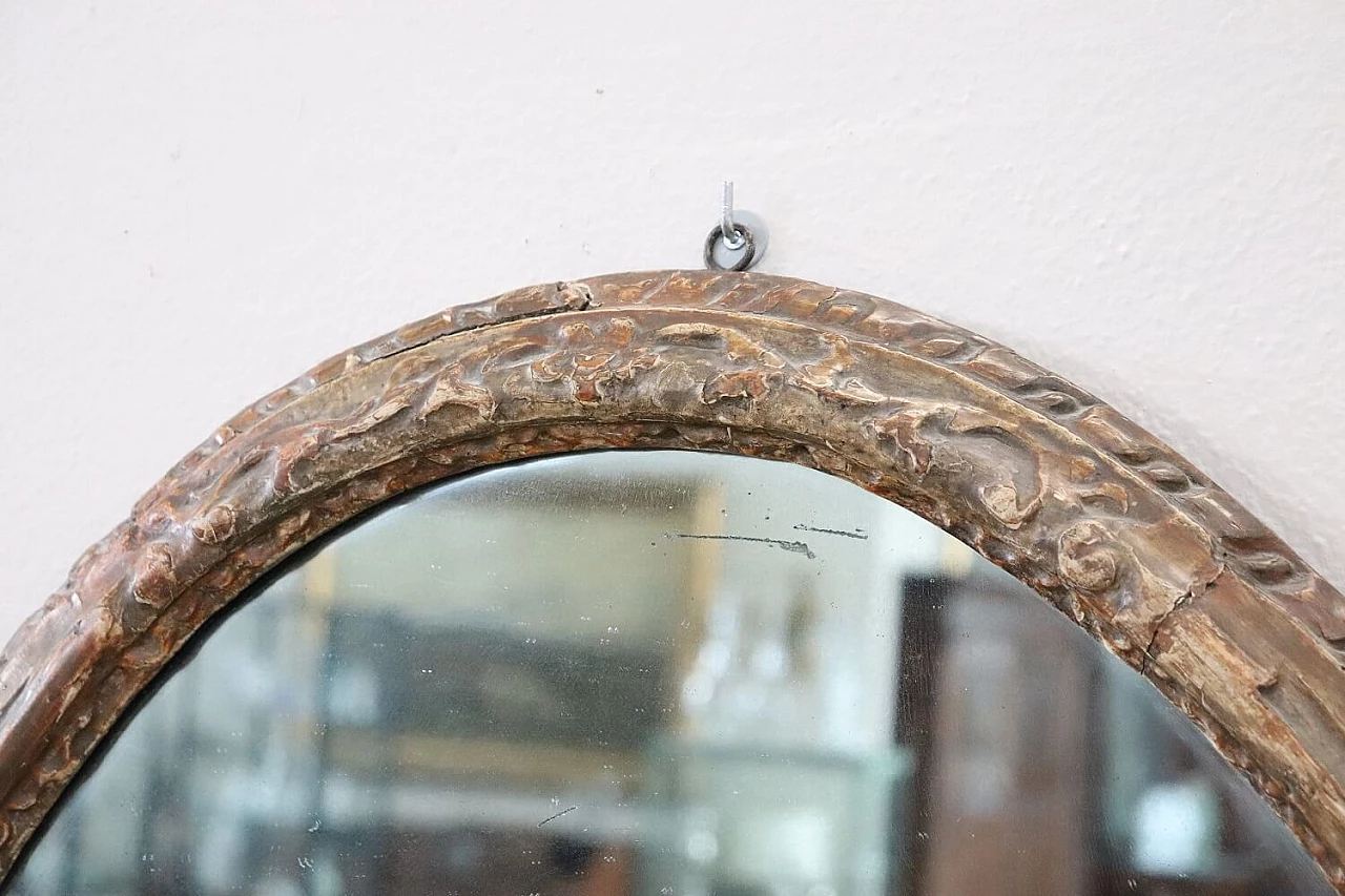 Oval mirror in carved wood, 17th century 1342236