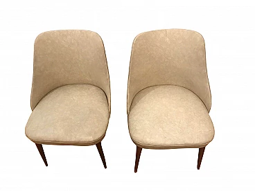 Pair of armchairs in skai and walnut, 50s