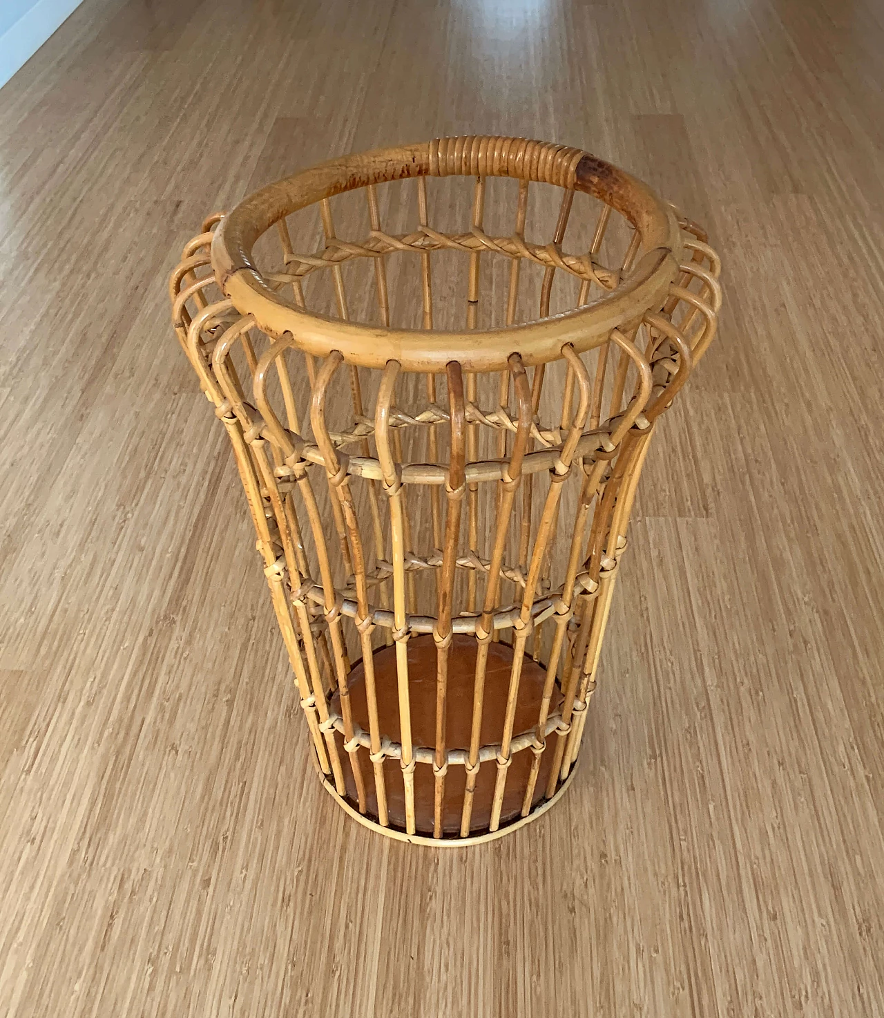 Umbrella stand with bamboo and rattan structure, Bonacina style, 1960s 1342733