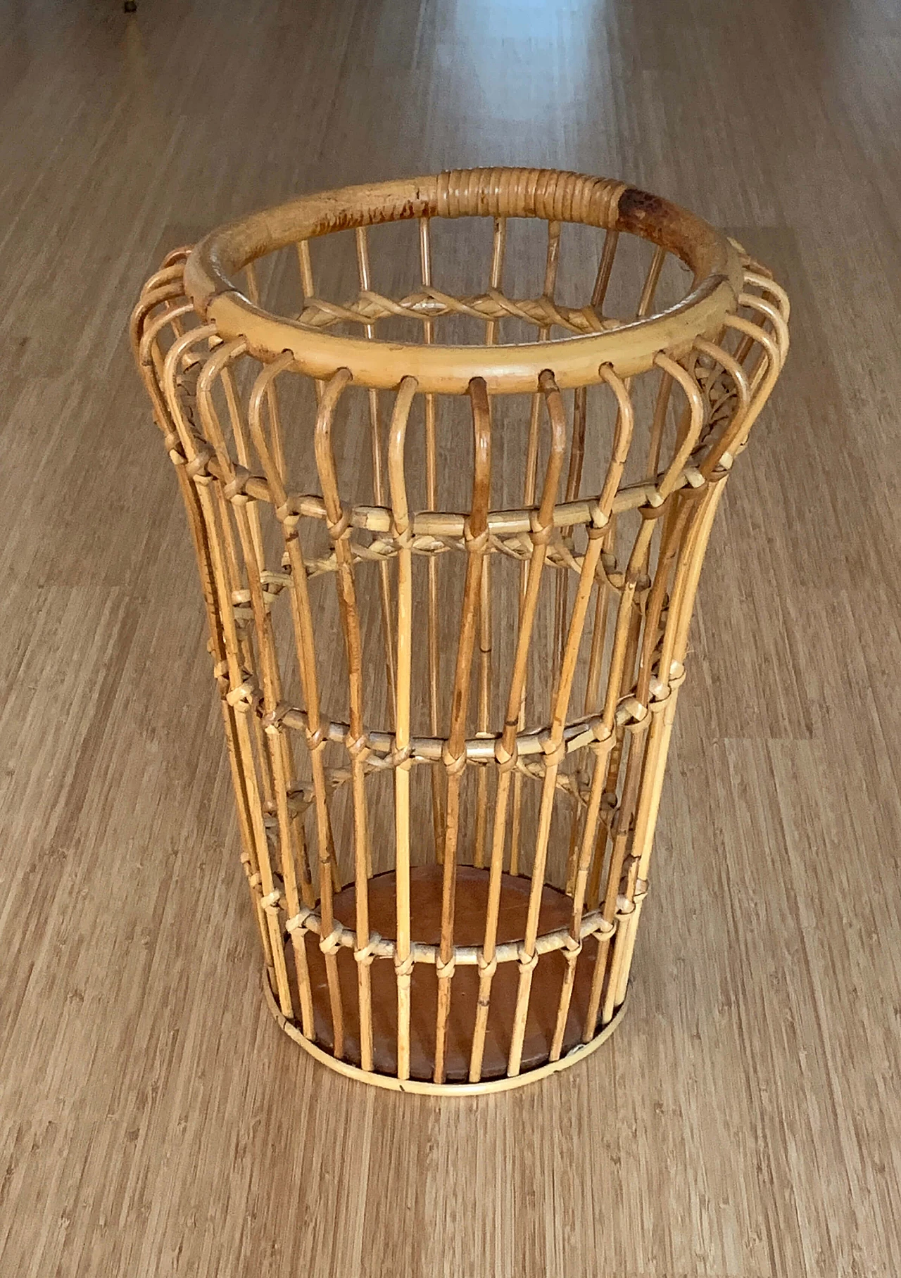 Umbrella stand with bamboo and rattan structure, Bonacina style, 1960s 1342735