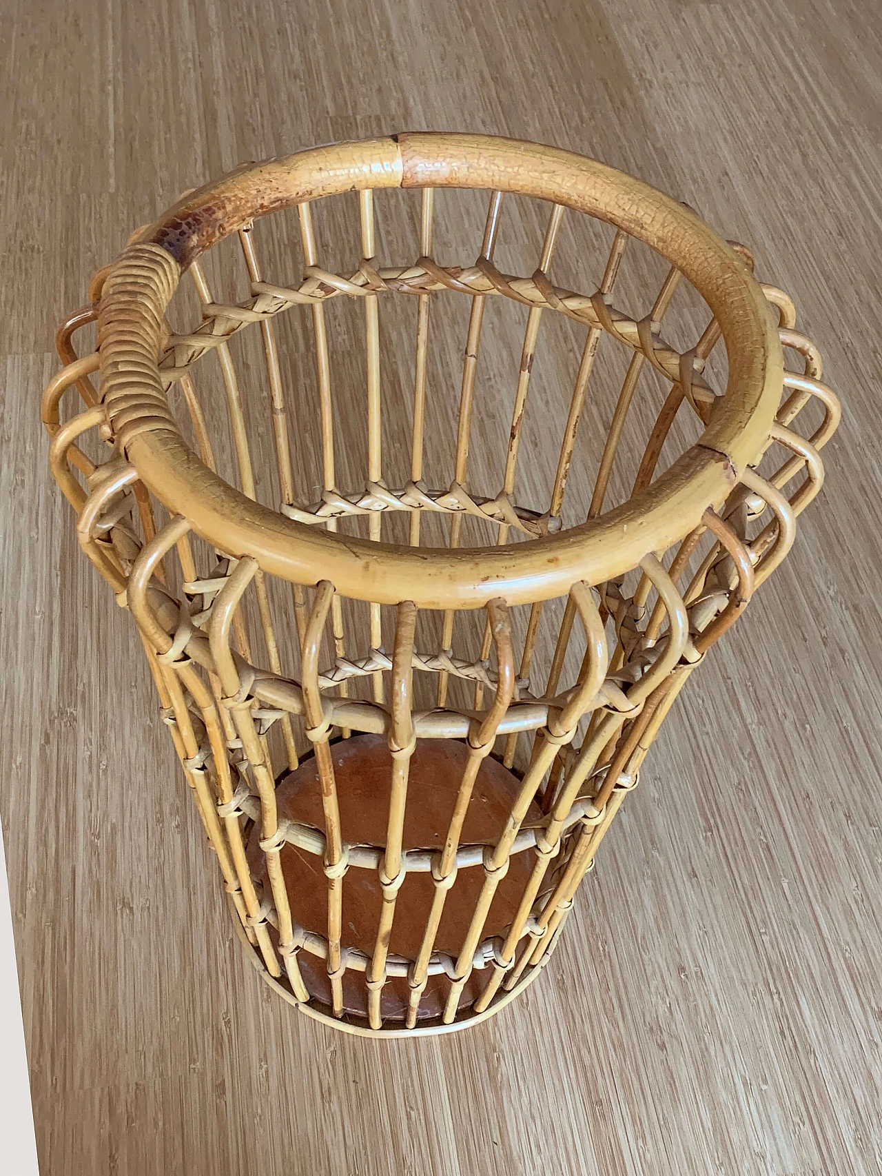 Umbrella stand with bamboo and rattan structure, Bonacina style, 1960s 1342740