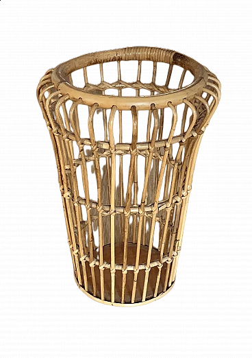 Umbrella stand with bamboo and rattan structure, Bonacina style, 1960s