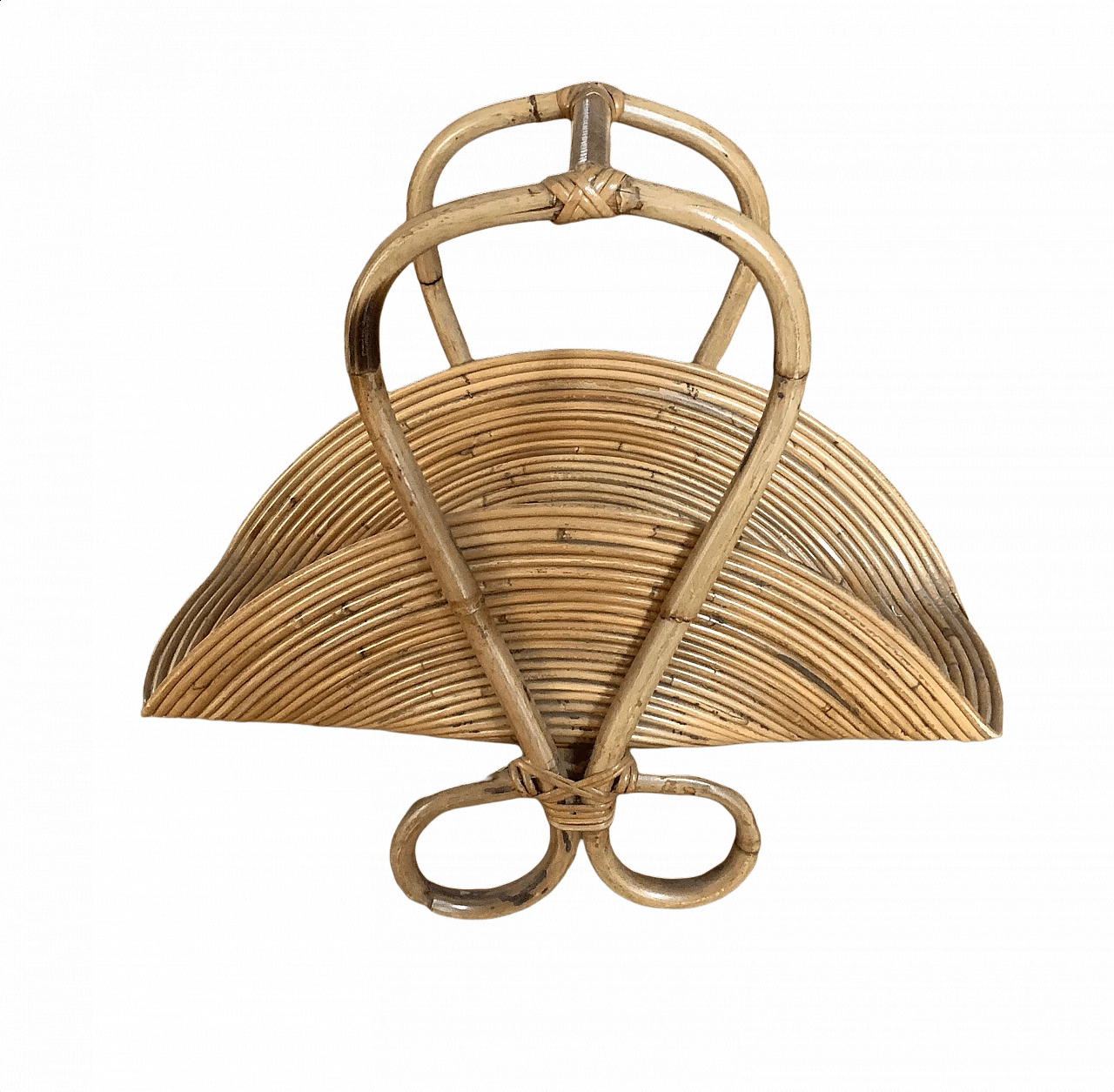 Magazine rack with bamboo and rattan structure, Bonacina style, 1960s 1342819