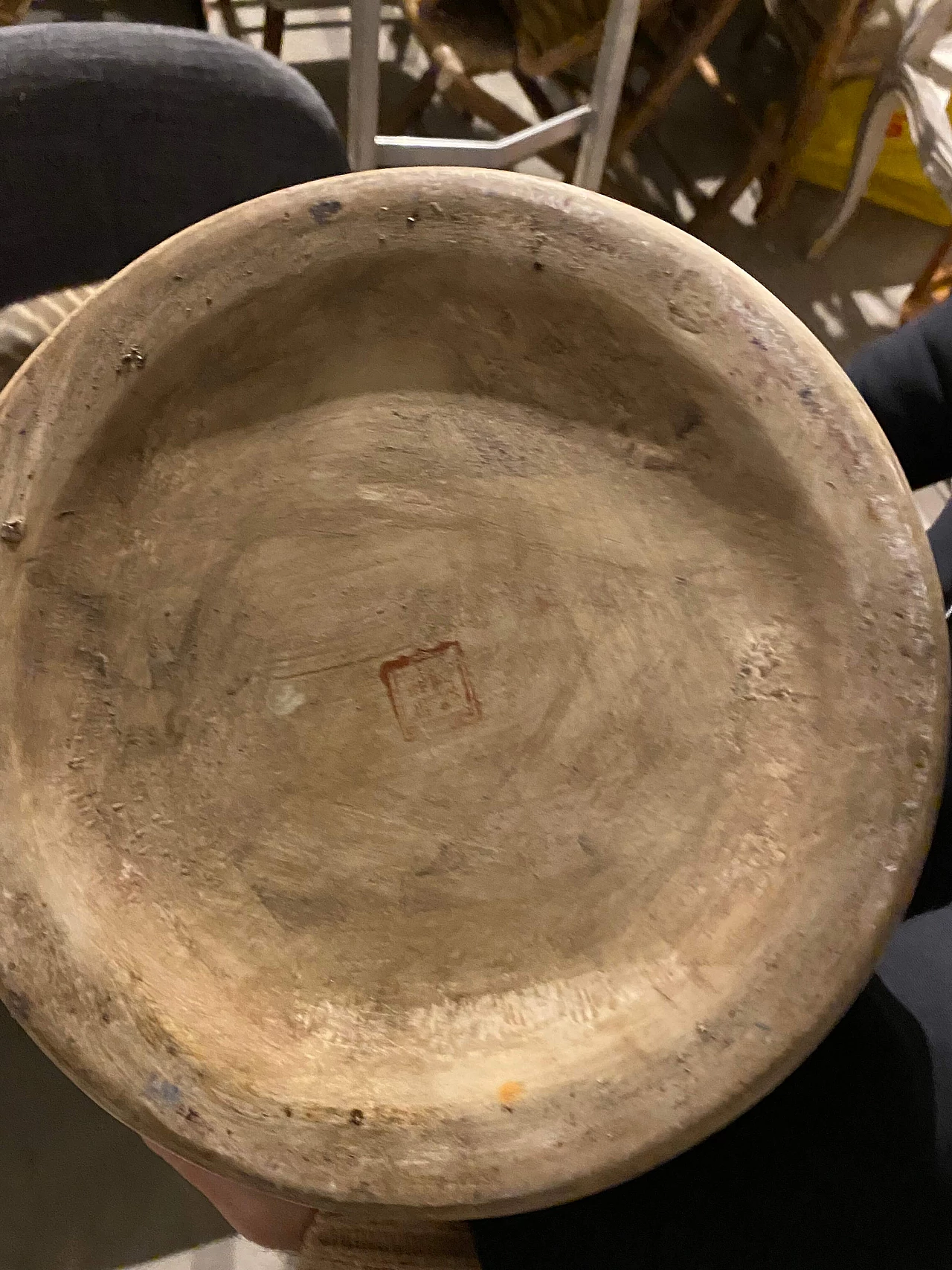 Grande vaso cinese in porcellana con supporto in legno, inizio '900 1342901