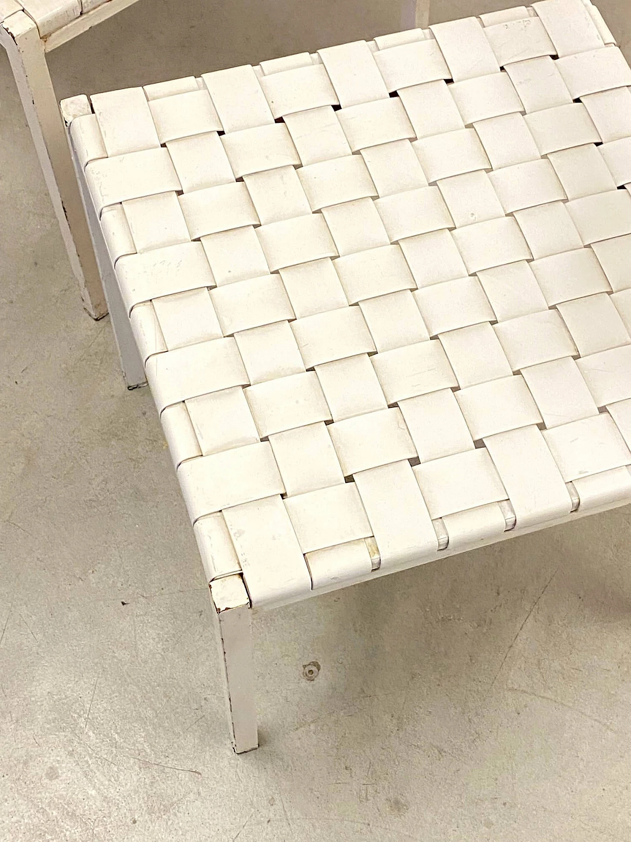 4 Sedie in cuoio intrecciato bianco, anni '80 1342964