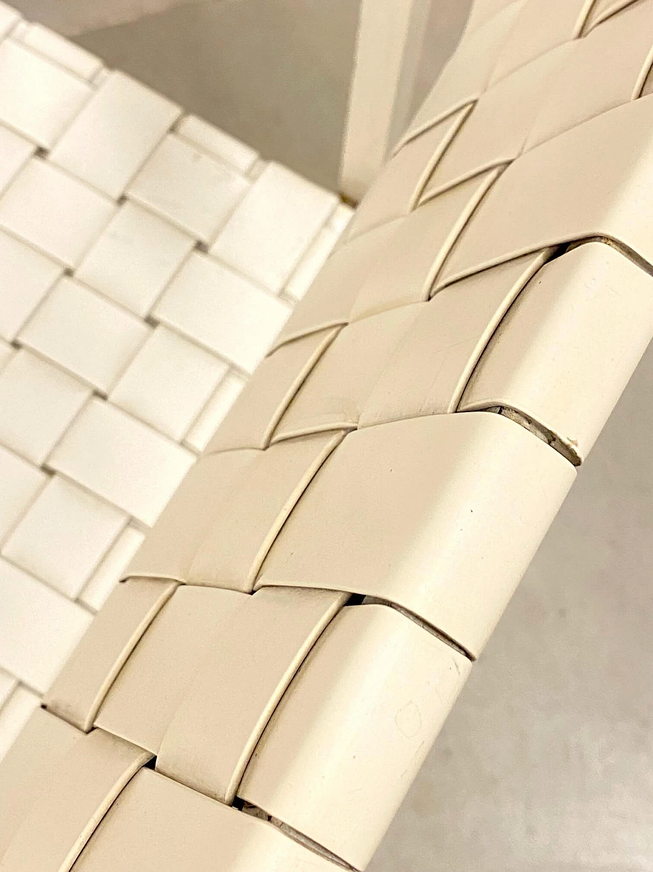 4 Sedie in cuoio intrecciato bianco, anni '80 1342971