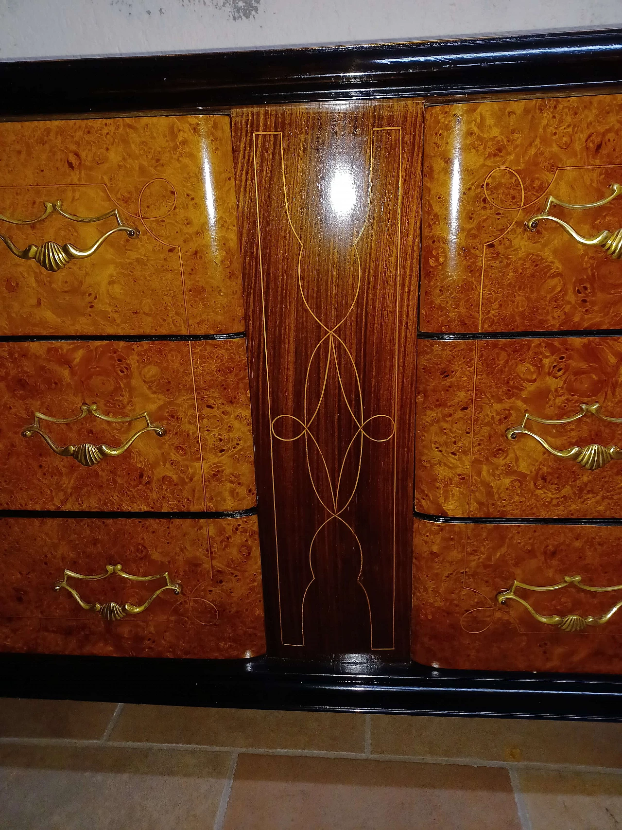 Cassettone Art Déco con 6 cassetti, anni '30 1343161