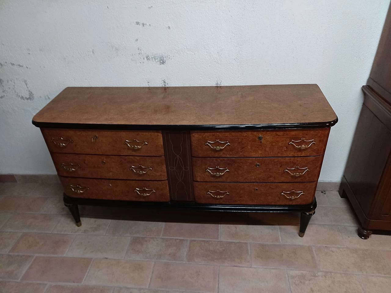 Cassettone Art Déco con 6 cassetti, anni '30 1343166