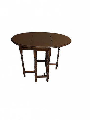 English folding oak coffee table, late 19th century