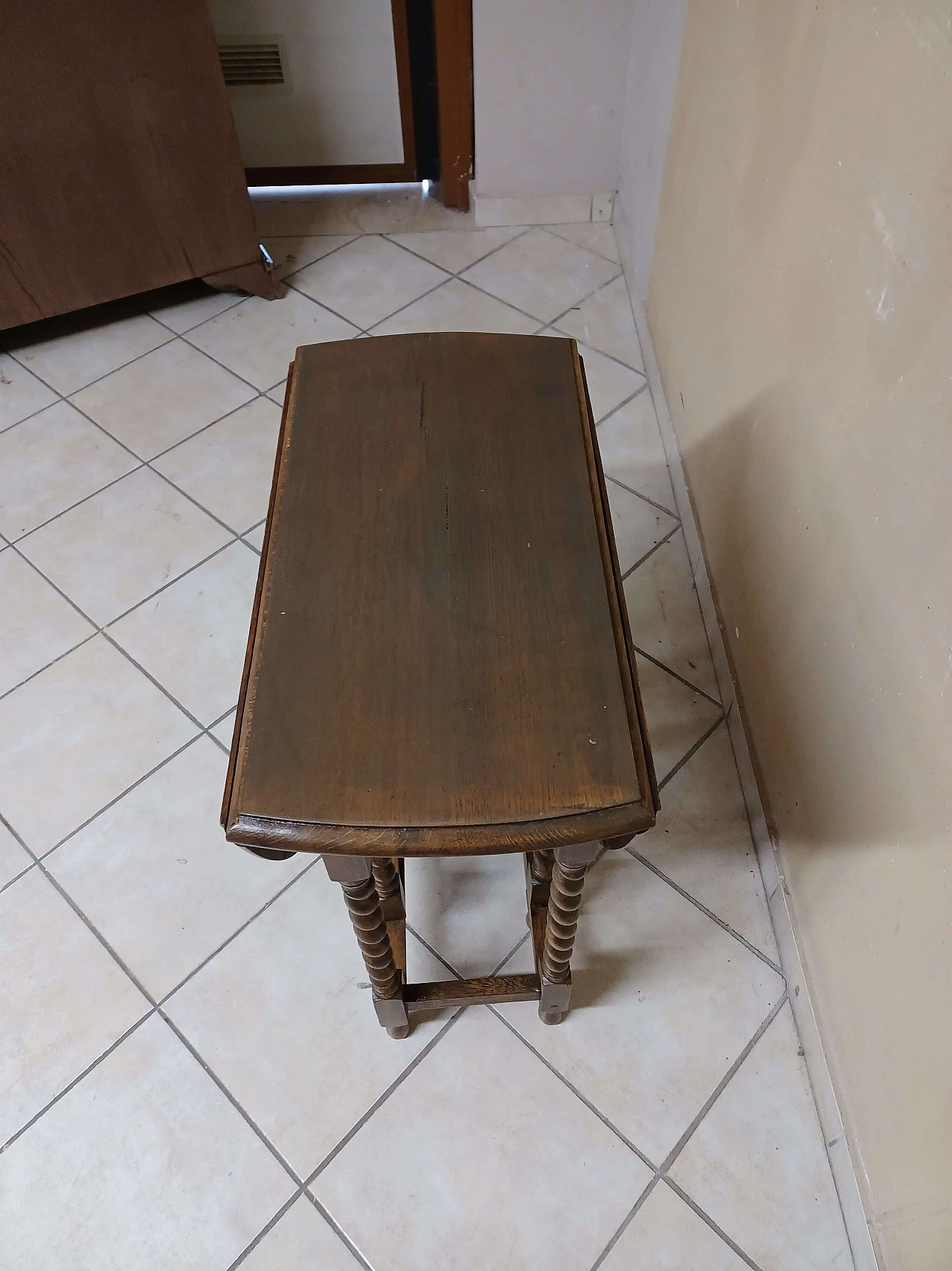 Tavolino inglese apribile in rovere, fine '800 1343250