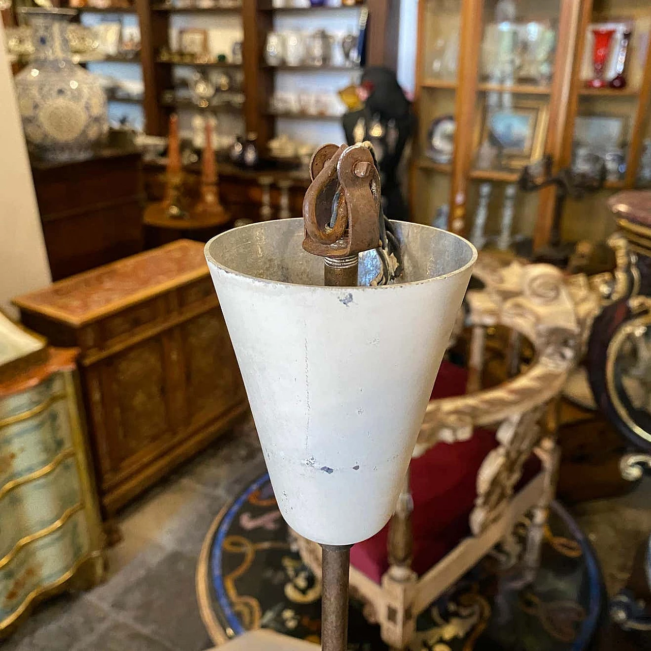 Chandelier in the manner of Arredoluce in brass, glass and teak, 50s 1343427