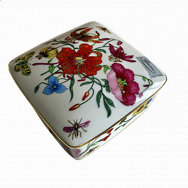 Ceramic box with Flora design by Gucci, 80s