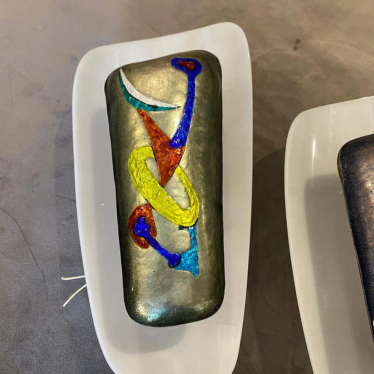 Coppia di appliques in plexiglass, rame e ottone di Paolo De Poli, anni '60 1343454